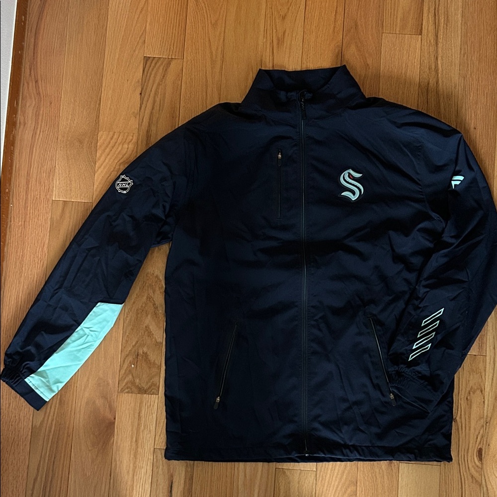 NHL Seattle Kraken navy and Teal Windbreaker zip Jacket